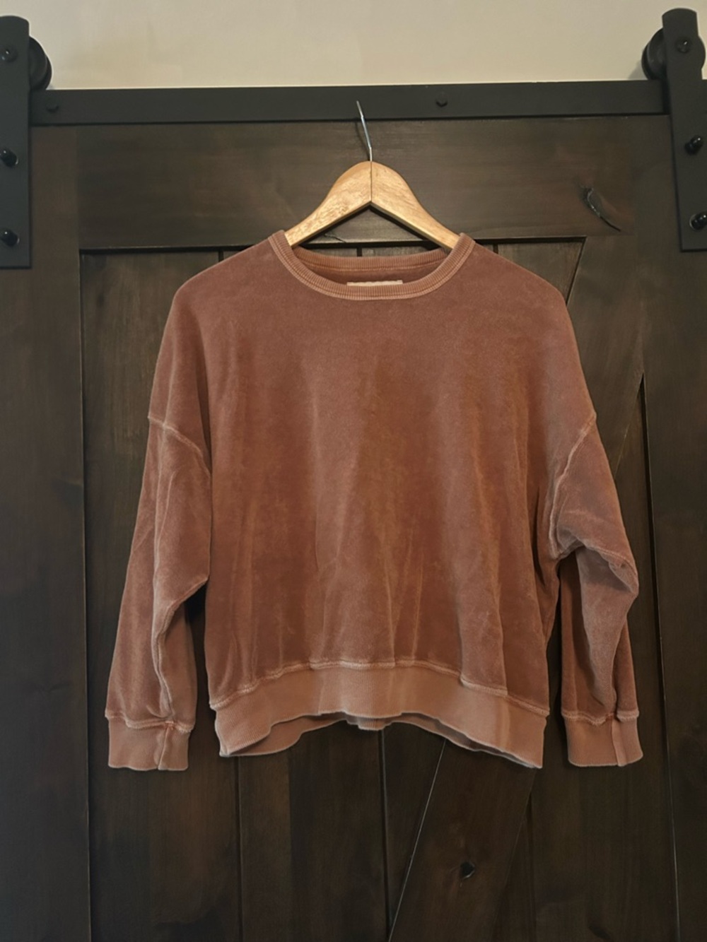 The Great. Velour Crewneck Pullover Sweatshirt rust brown XS S 0 Anthropologie